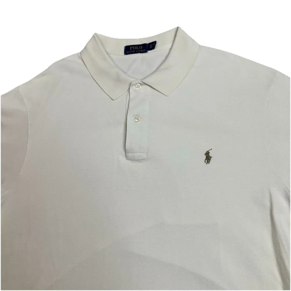 Polo Ralph Lauren Polo Shirt Mens XLT Cream Cotton Flesh Pony Classic Preppy